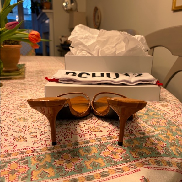 NWT SCHUTZ Elodie Brown Croc-Embossed Heels - Picture 6 of 7